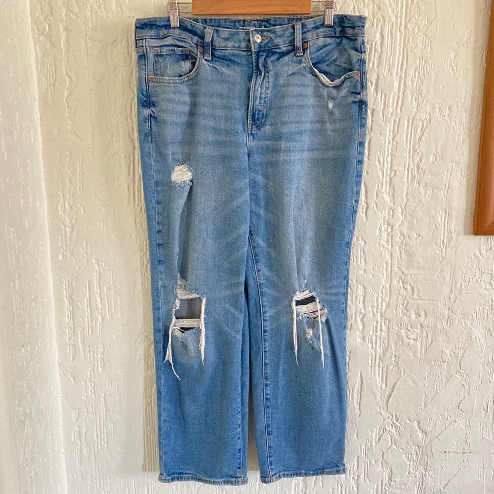 Old Navy High Rise Distressed OG Loose Fit Jeans Size 14 Petite